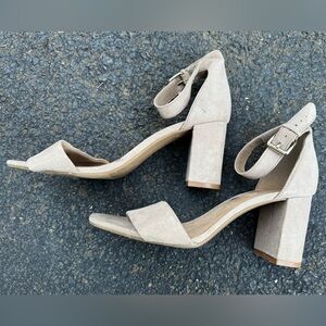Beige Block Heel Sandals